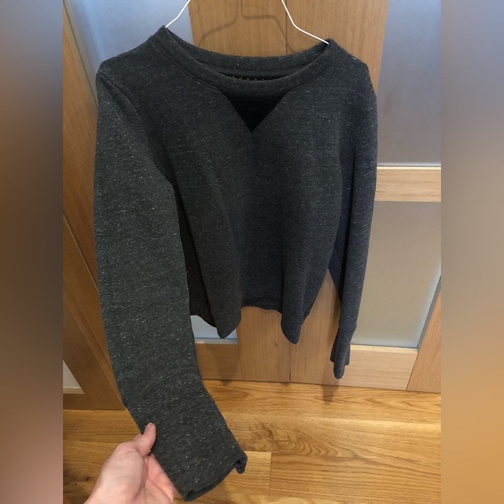 ALO YOGA Grey Sweatshirt w Black Mesh Cut Outs, SZ S